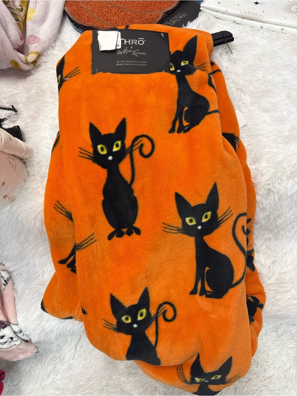 Orange Cat-Print decorative Throw Blanket